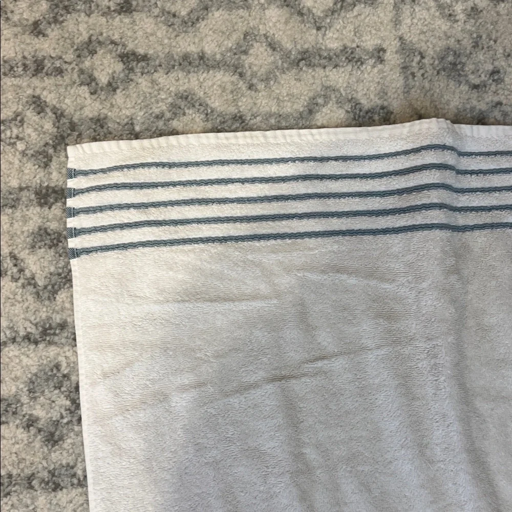 Hotel Collection White Towel with Gray Stripes